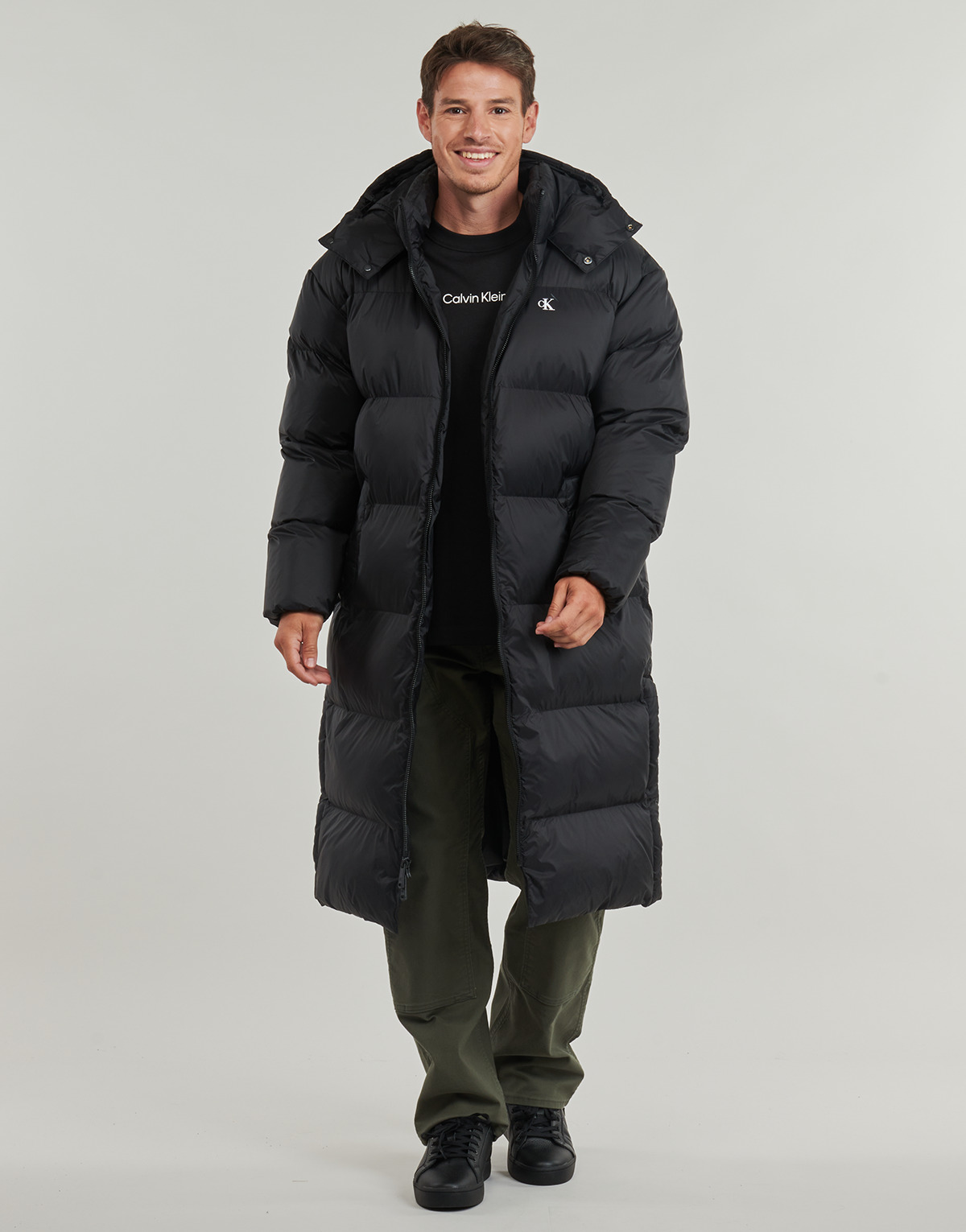 Calvin Klein Jeans - LS LONG LENGTH HOODED NYLON PUFF - Black