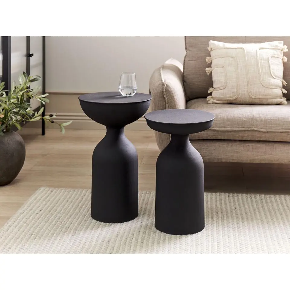 COTA/TENJO - Bijzettafel set van 2 - Zwart - Metaal