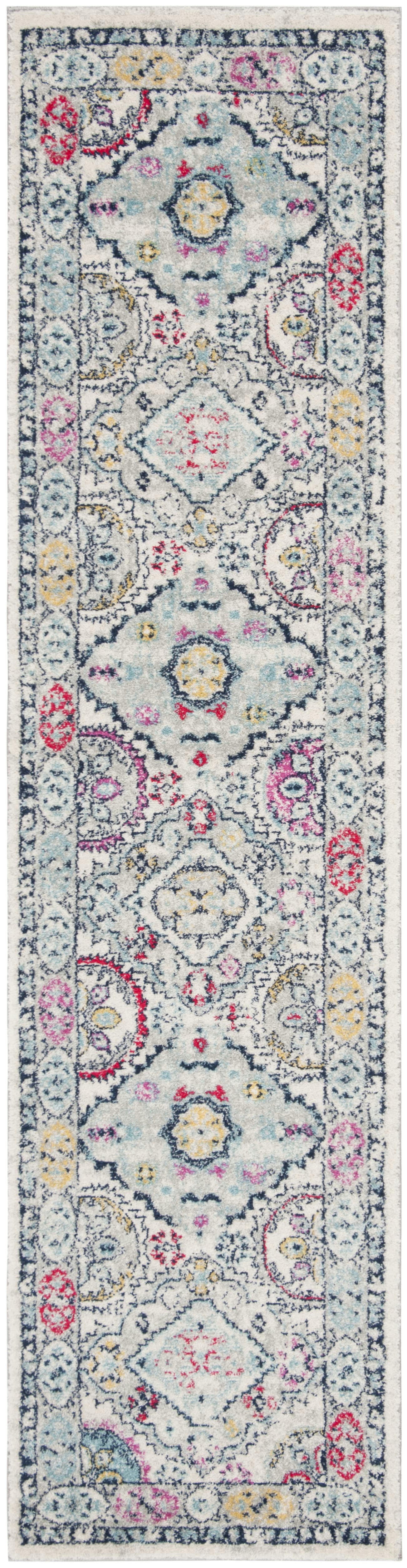 MADISON - Tapis de salon interieur en gris clair & fuchsia, 61 x 244 cm