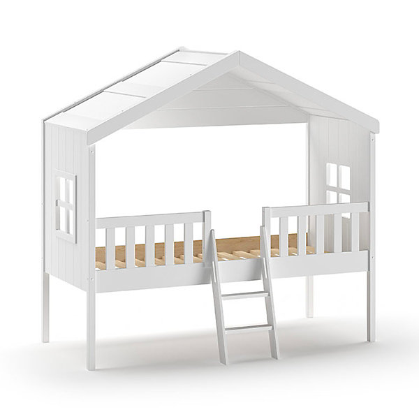 Lit cabane 90x200 sommier inclus Vipack Housebed Blanc