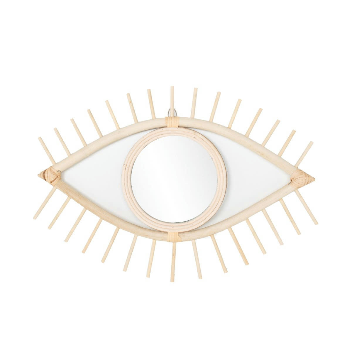 PALMA - Miroir œil en rotin beige