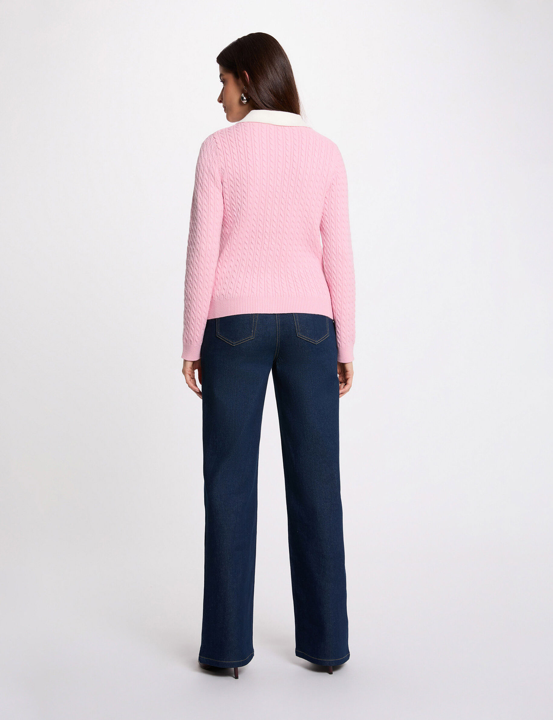 Fitted Cardigan With Lapel Collar Light Pink Women