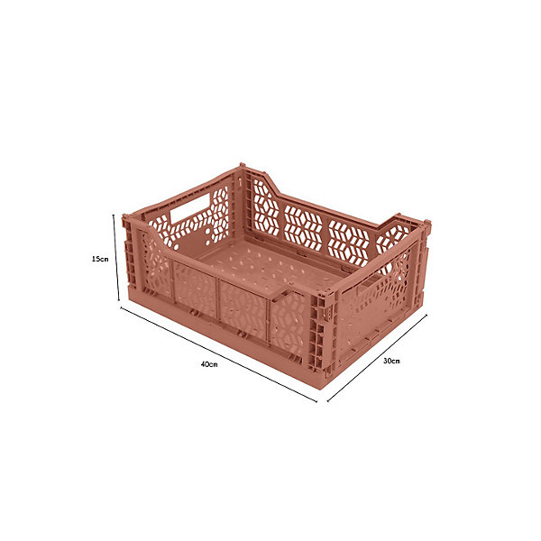 Lot 4 caisses de rangement pliables terracotta, vert 40 x 30 x 15 cm