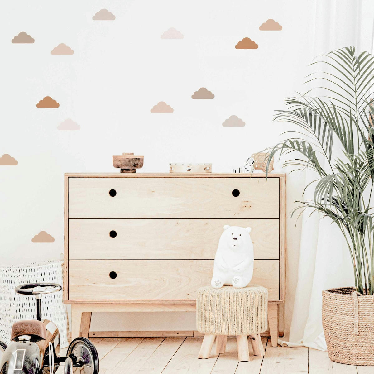 CLOUDS2 - Stickers muraux en vinyle nuages marron et beige