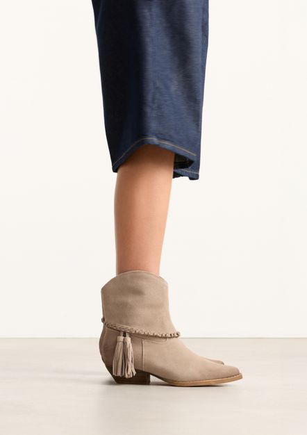 Beige leren western laarsjes