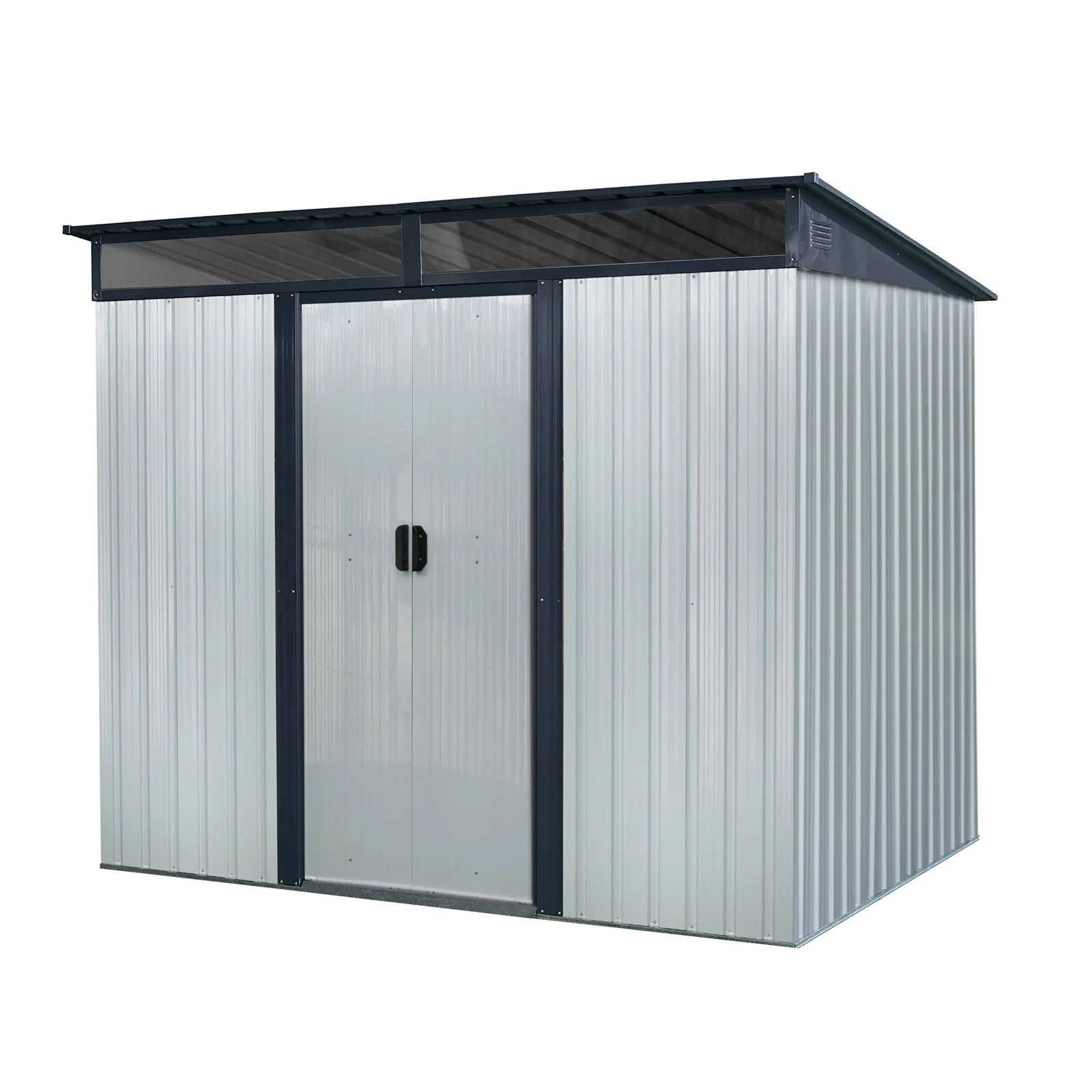 Rust Galvanized Steel Garden Shed, Waterproof Tool Shed Storage Shed with Lockable Sliding Door & Corrosion-resistance