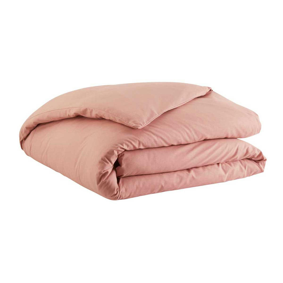 TOUT DOUX - Housse de couette en coton rose solaire 260x240 Made in France