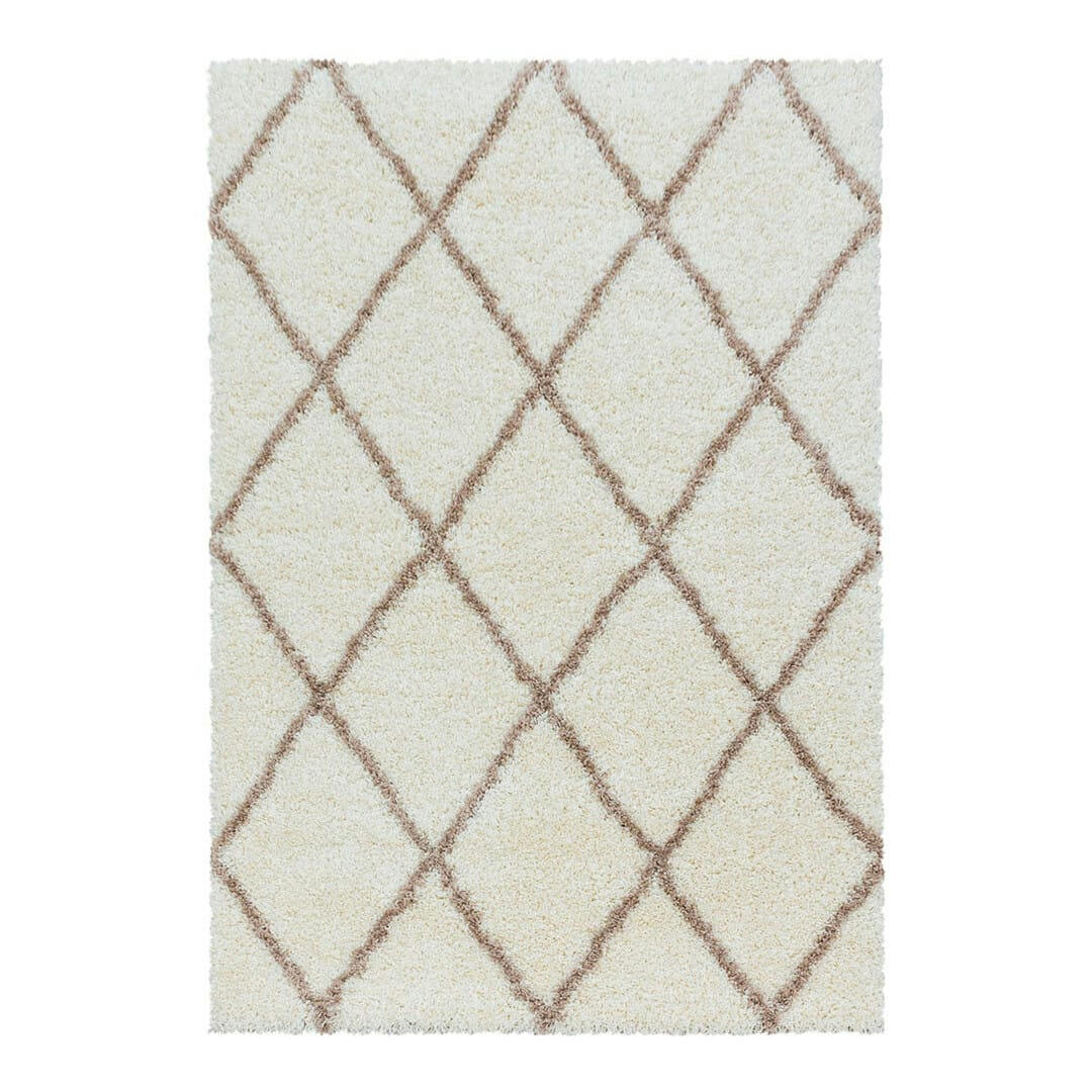 CHANTECLER - Tapis géométrique scandinave en polypropylène crème 60x110