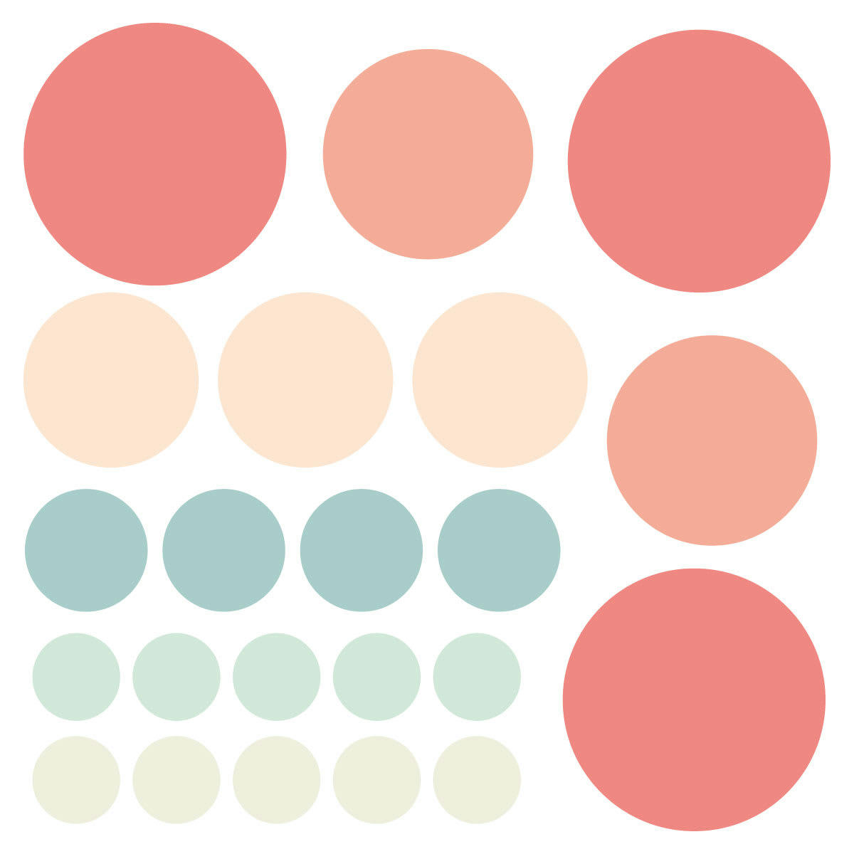 CIRCLES1 - Stickers muraux en vinyle rondes mix pêche et vert