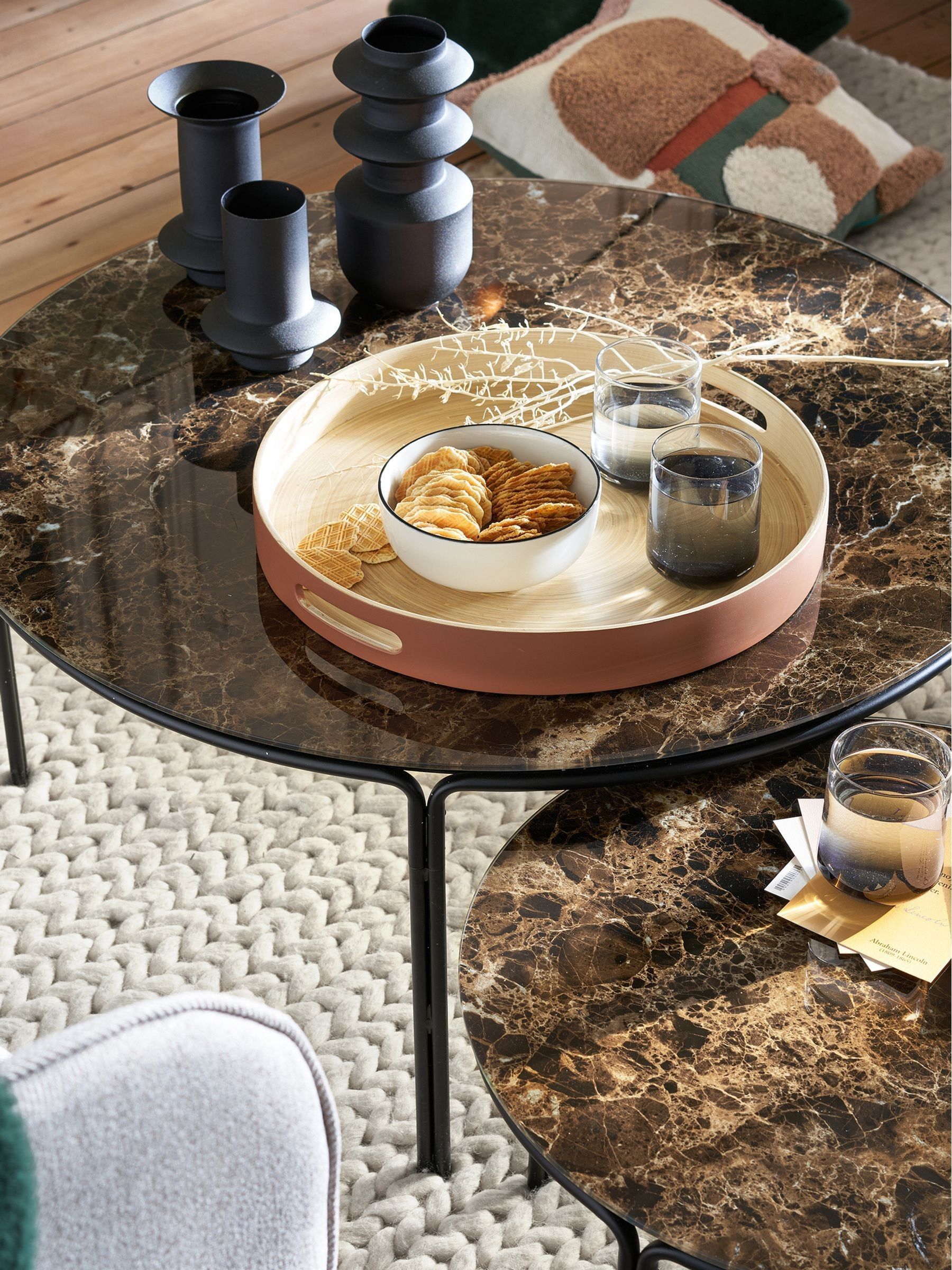 La Redoute Intérieurs Set of 2 Marble Chici Round Coffee Tables