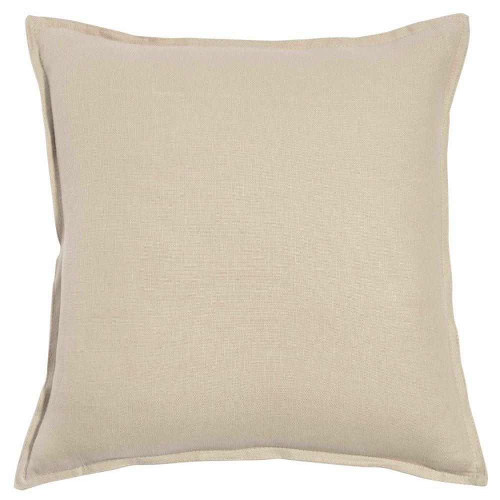 - Coussin en lin lavé beige  60x60