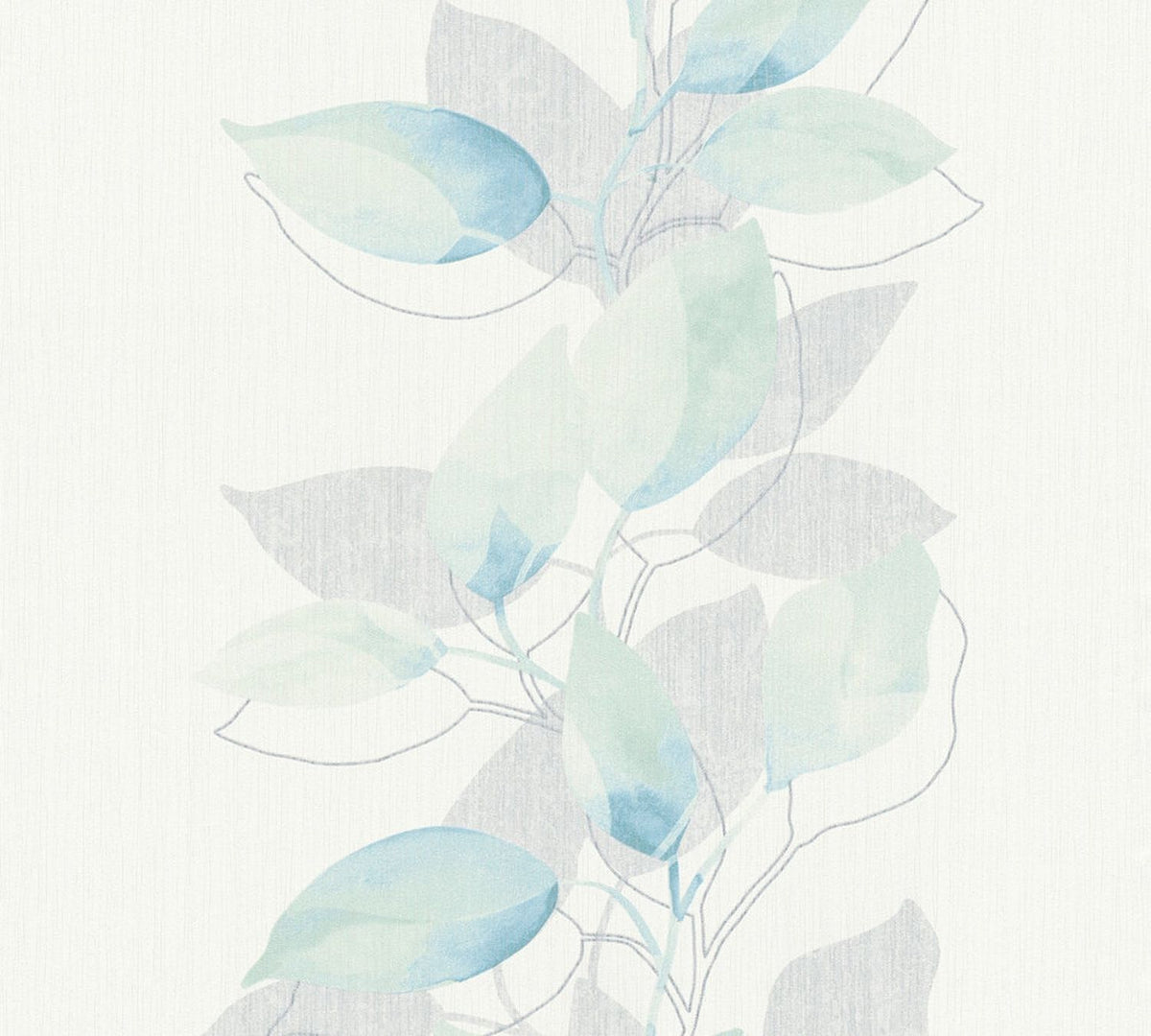 A.S. Création behang bloemmotief wit, groen, grijs en blauw - 53 cm x 10.05 m - AS-378151