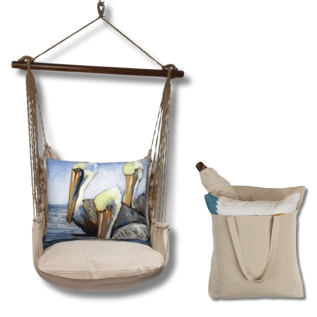 Magnolia Casual Swing Set 4 piece - Latte Solid w/ 3 Pelicans