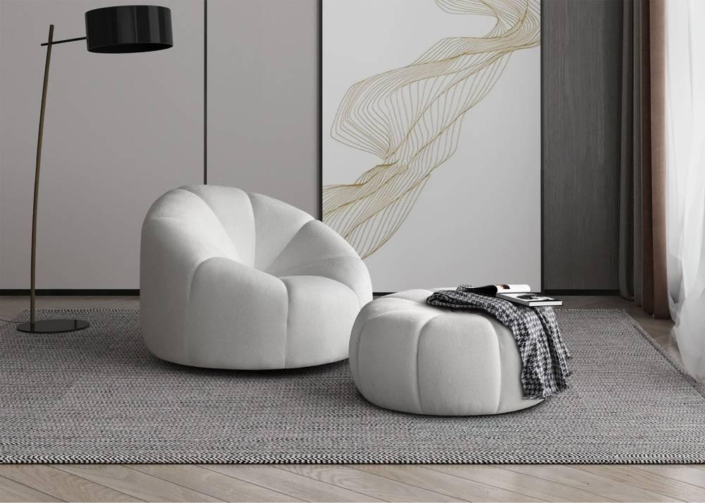 Fauteuil met poef Plush