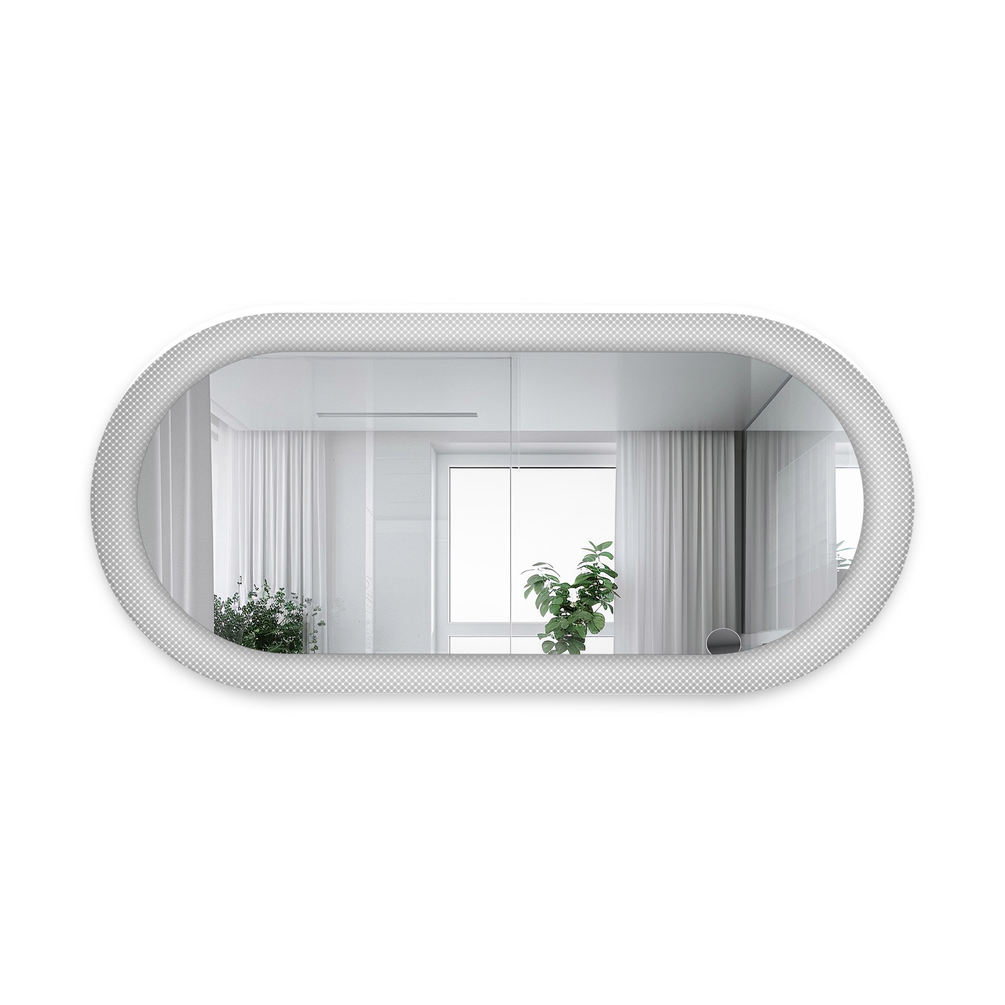 Owalne lustro na szkle ornamentowym z podświetleniem - LUXORA ORNATE LED