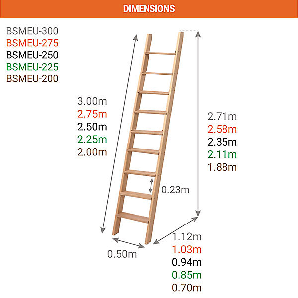Echelle de meunier 9 marches - Hauteur à franchir 2.35m - BSMEU-250