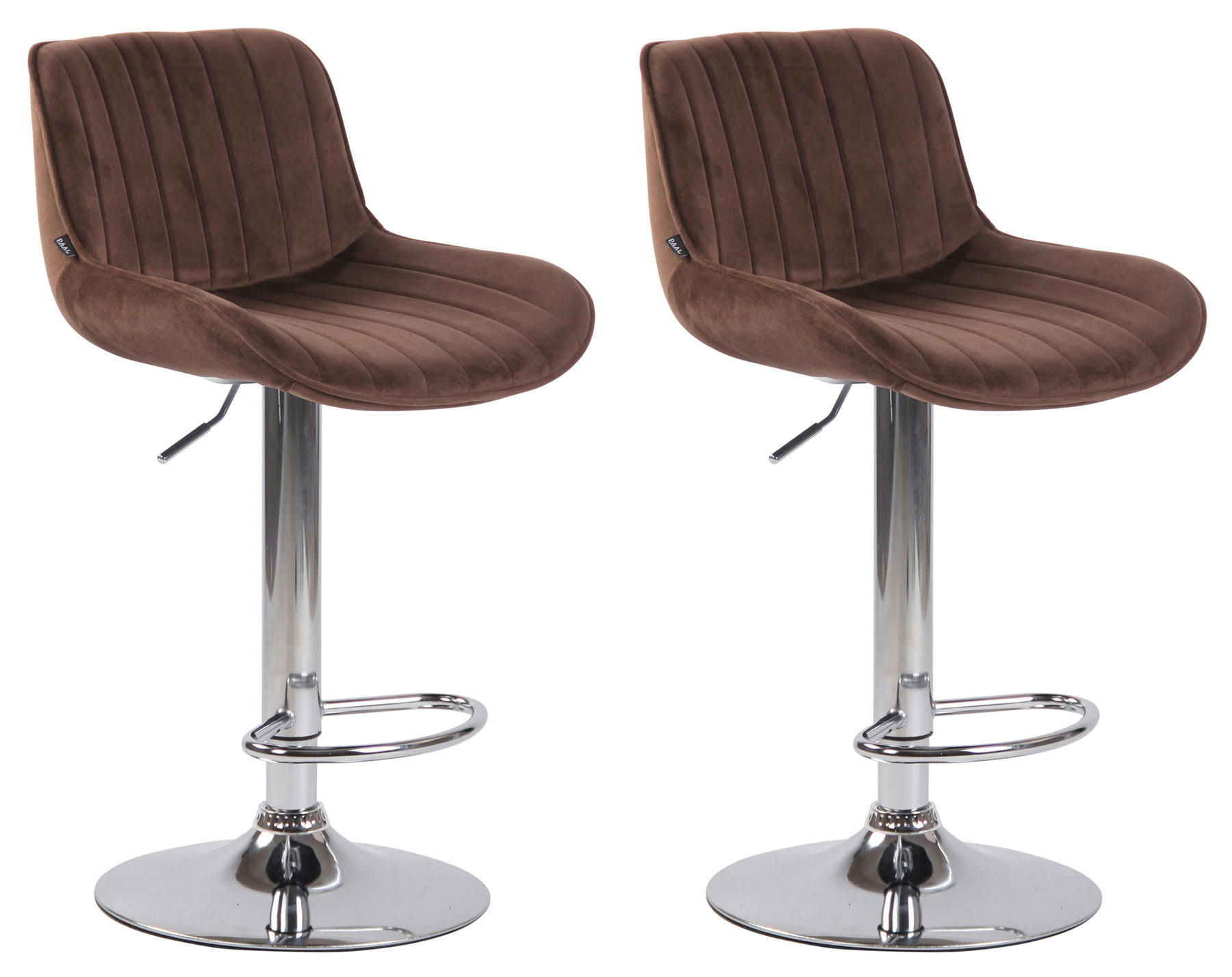 LENTINI - Lot de 2 tabourets de bar réglables en velours Marron