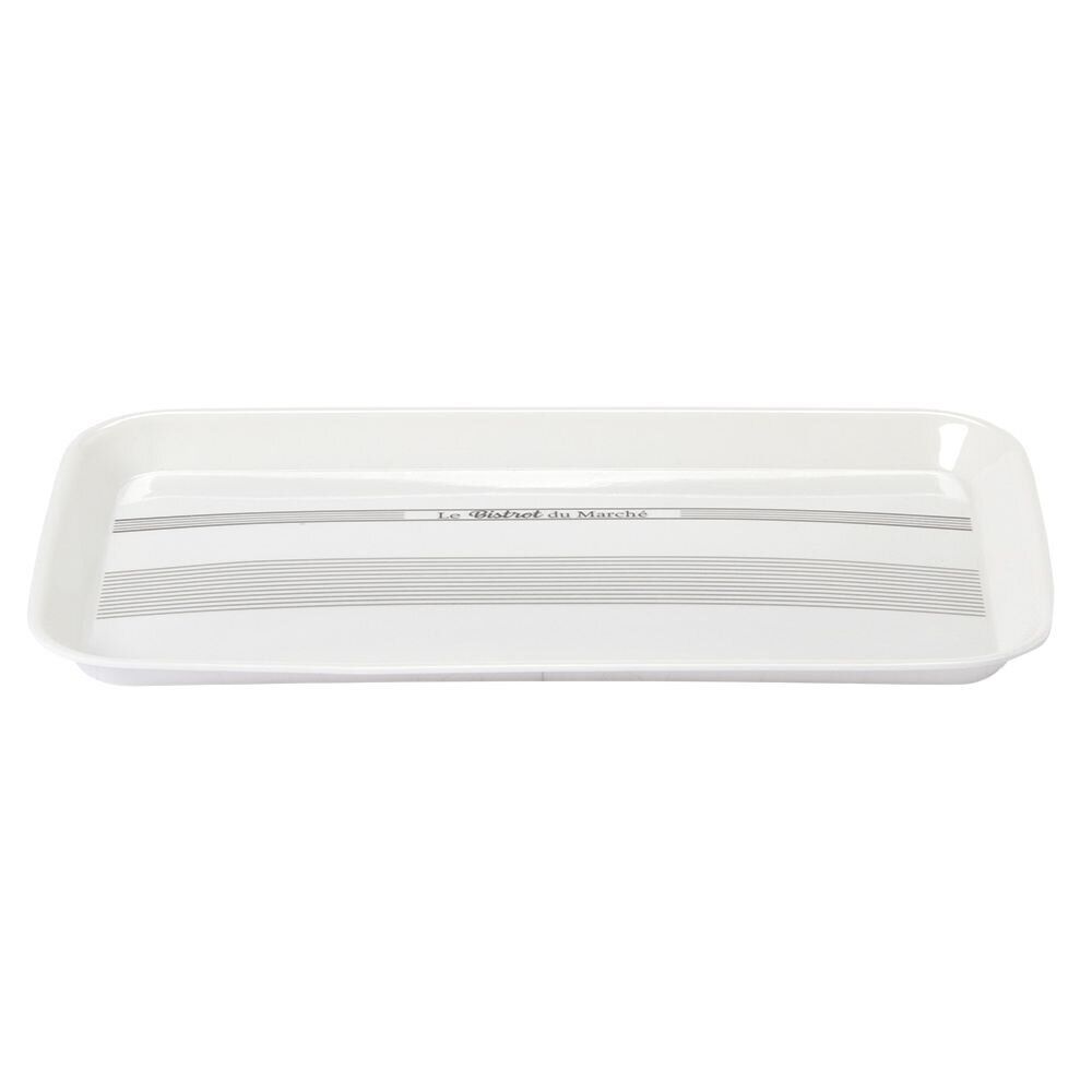 Plateau rectangulaire mélamine blanc écritures noires