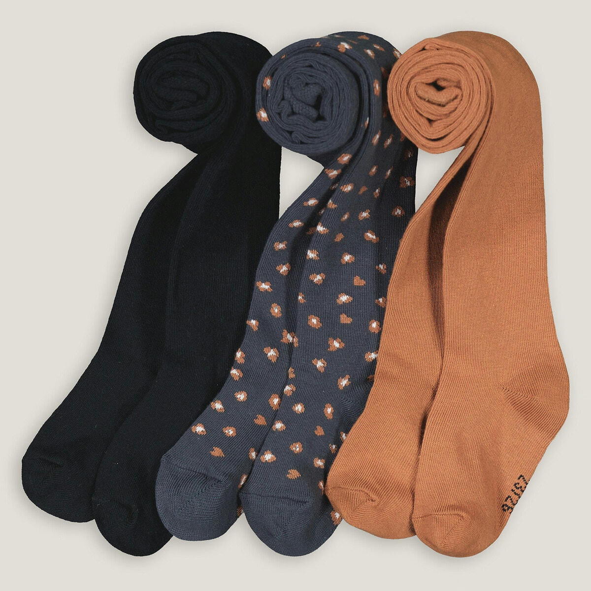 Lot de 3 collants 2 unis et 1 imprimé léopard