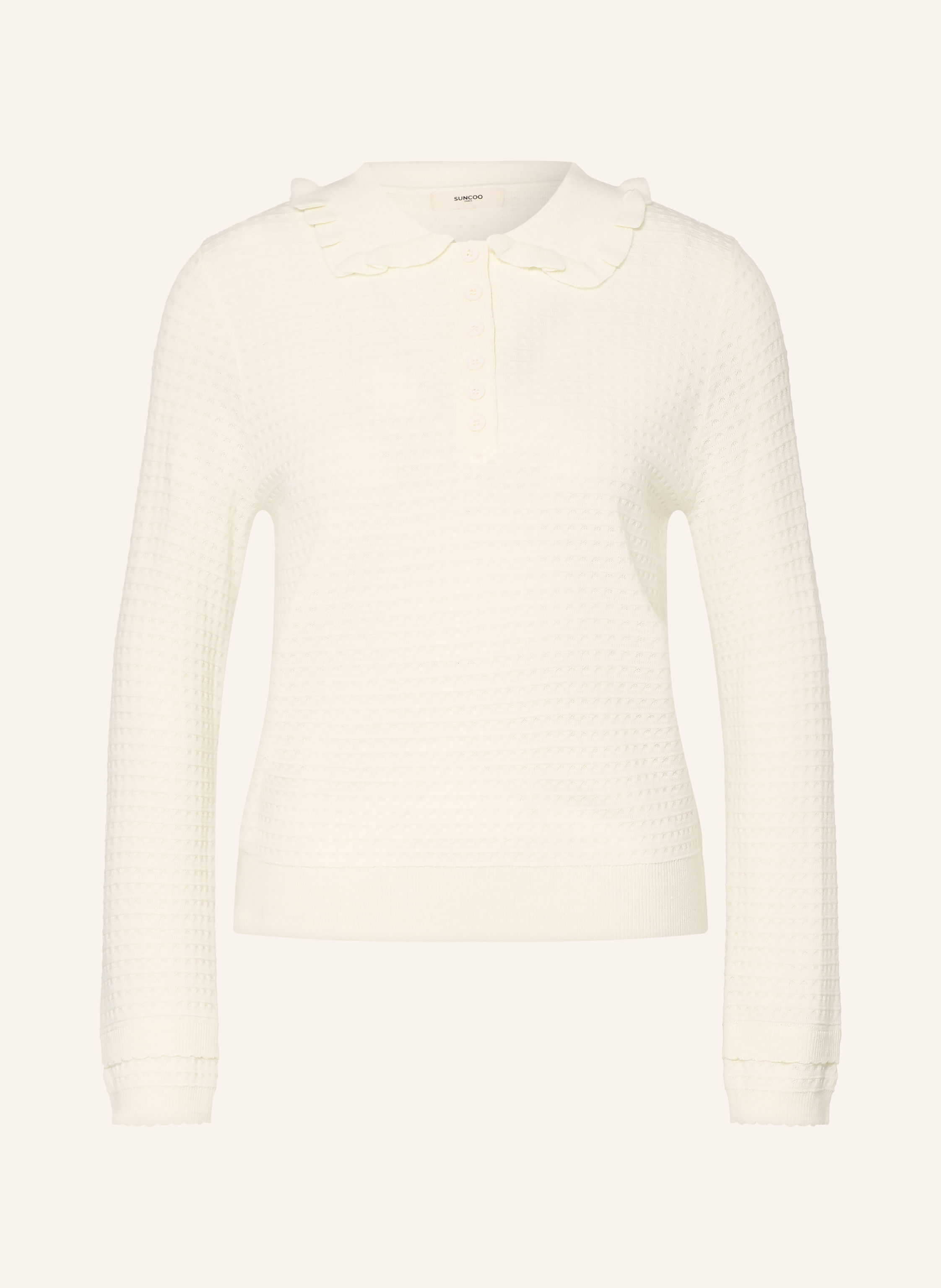 SUNCOO Strick-Poloshirt PERIDI mit Rüschen