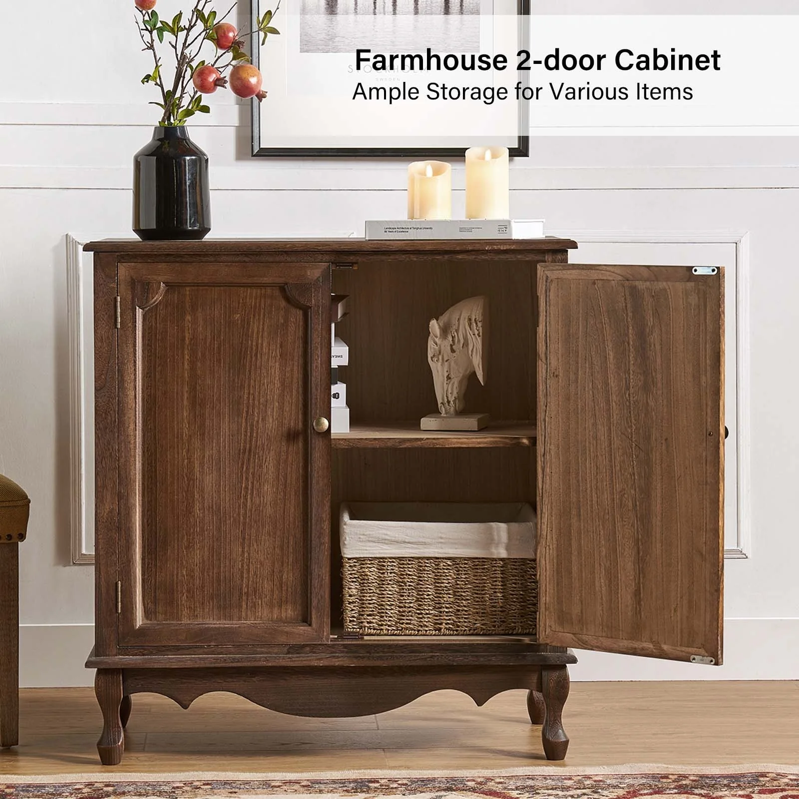 Pallantium 34Tall-2 Door Farmhouse Style Accent Cabinet by HULALA HOME