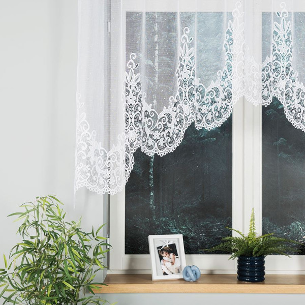 BERENIKA Firanka żakardowa gotowa 250x120cm, kolor biały