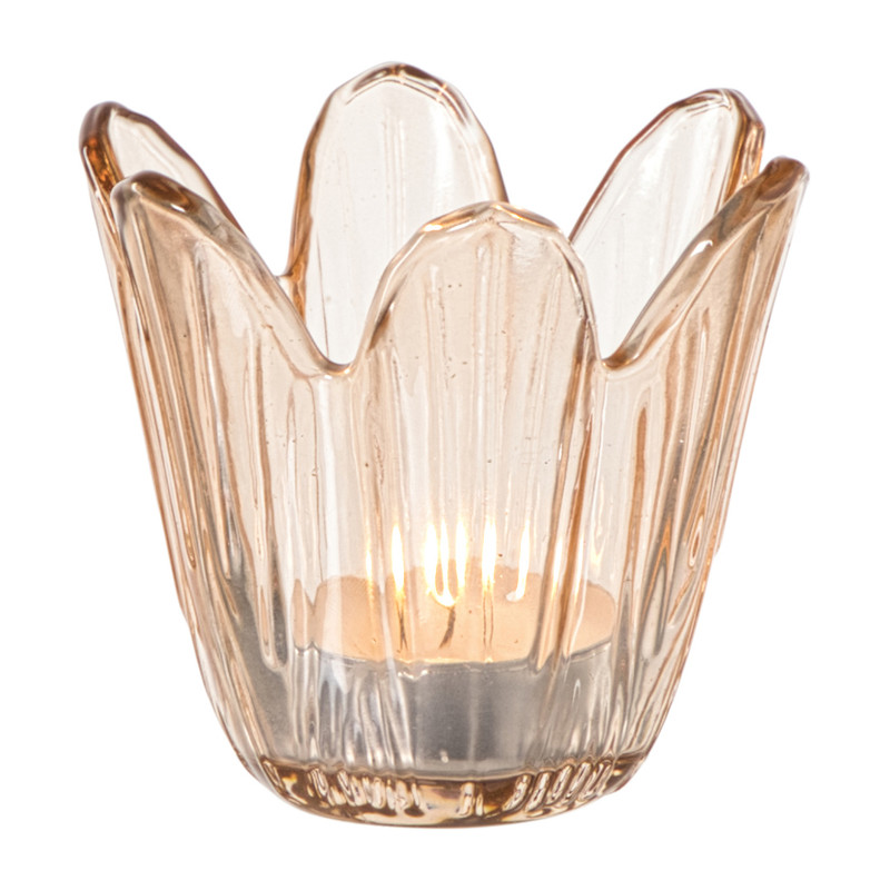 Waxinelichthouder bloem - oranje - &Oslash;8.5x8 cm