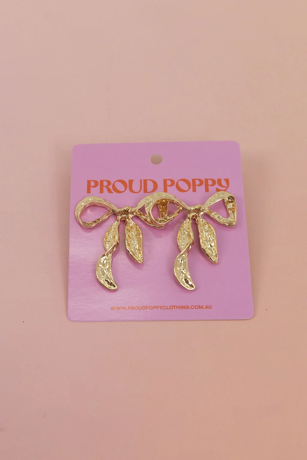 Gold Bow Stud Earrings