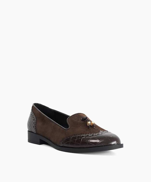 Gema Brown - Suede Tassel Brogue Slippers