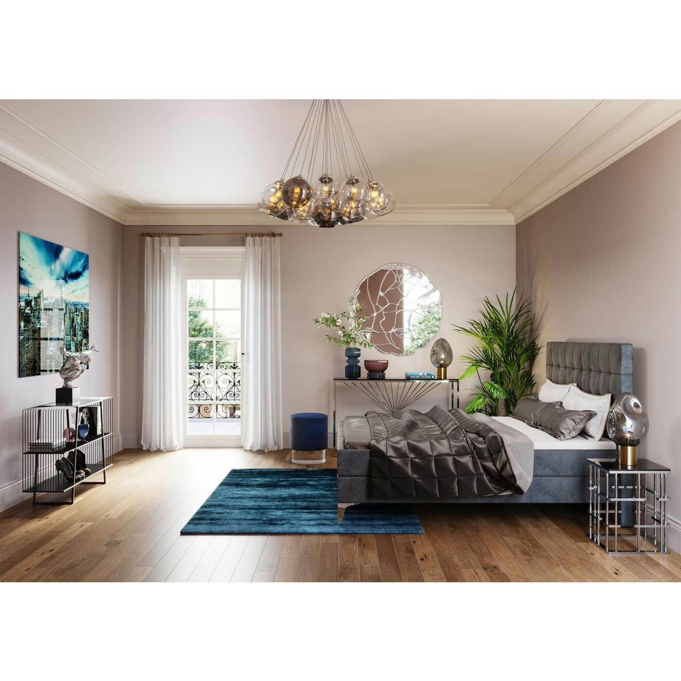 NEW YORK SUNSET - Tableau buildings américains en verre 160x120