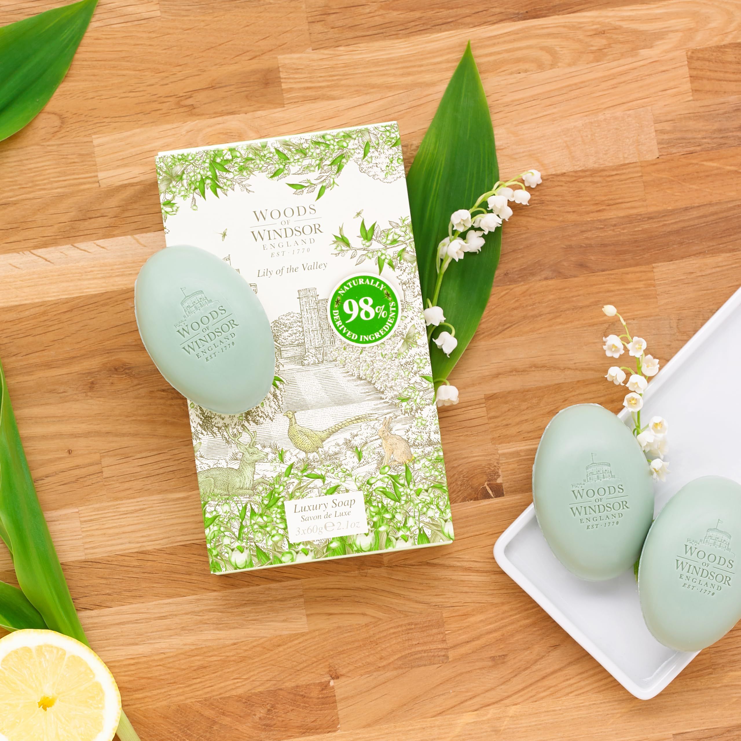 Woods of Windsor Lily of The Valley Soap Bars Set 3 x 60g