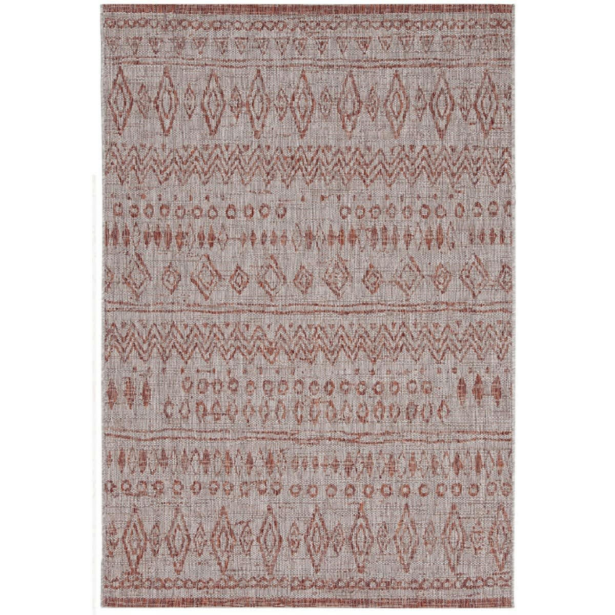 TRIBA - Tapis intérieur extérieur en polypropylène rouge brique 120x170 cm