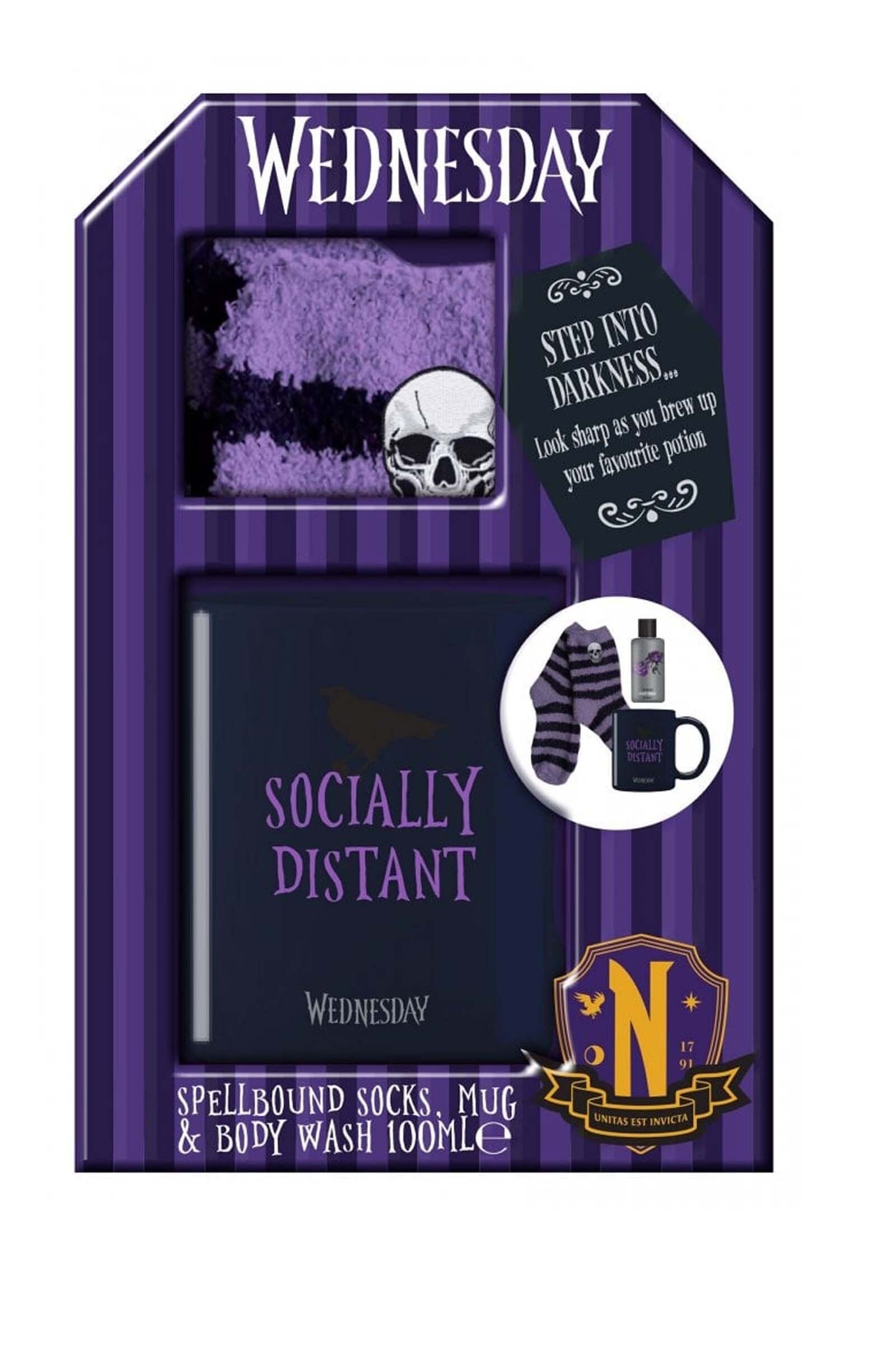 Wednesday Addams Family Spellbound Socks Body Wash 100ml and Mug