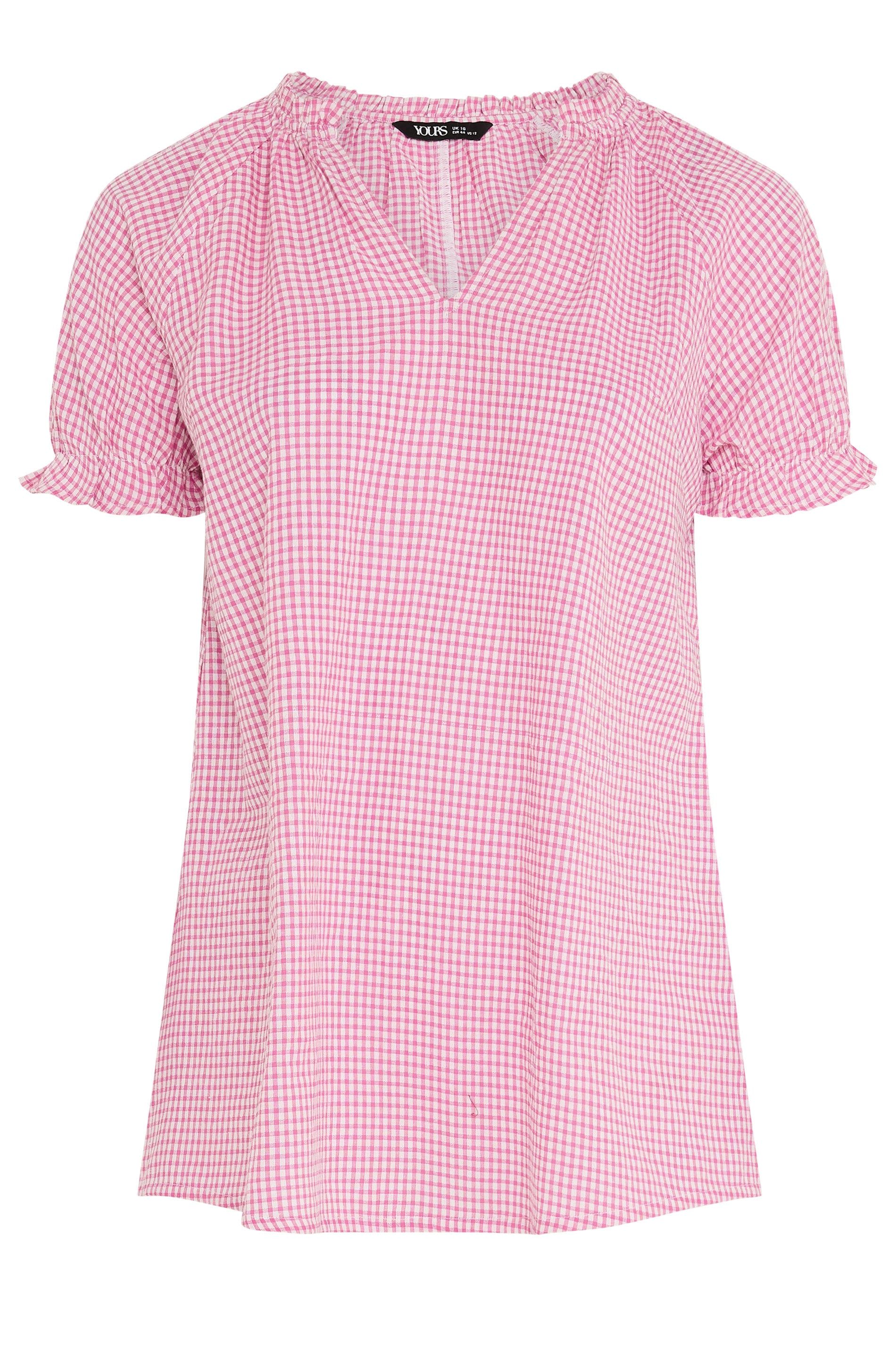 Yours Gingham Puff Sleeve Blouse