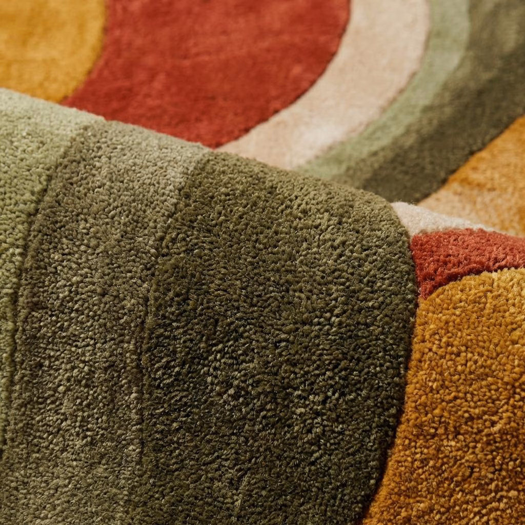 Hand-Tufted Wool Rug – Retro Abstract Sculptural Design Teppich