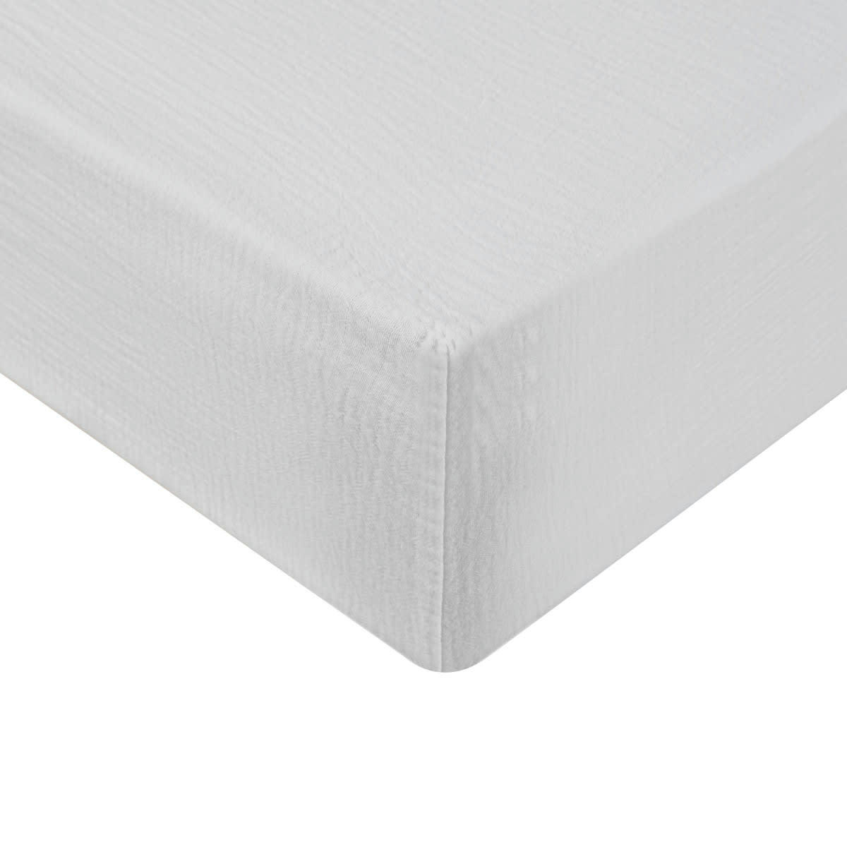 LOFT - Drap housse en gaze de coton bonnet 30 cm  blanc 90x200 cm