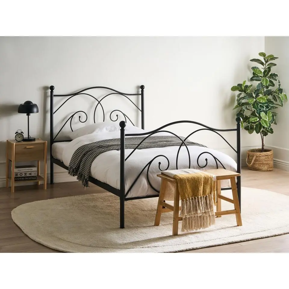 DINARD - Tweepersoonsbed - Zwart - 120 x 200 cm - Metaal