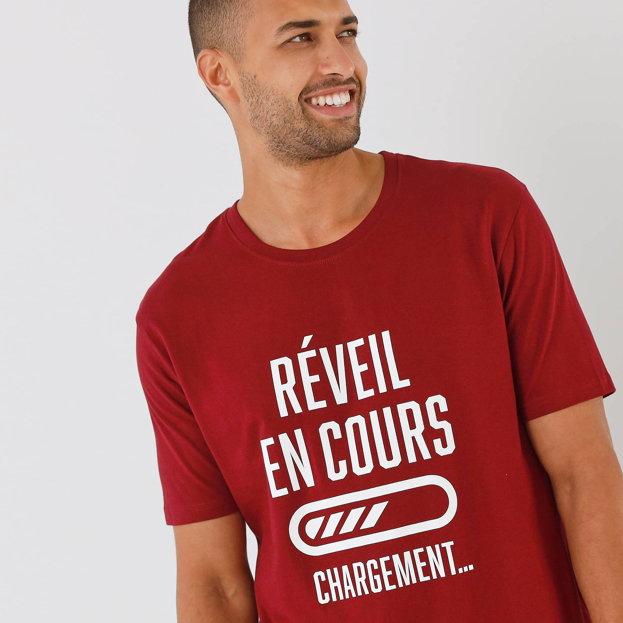 Pyjama short col rond à message
