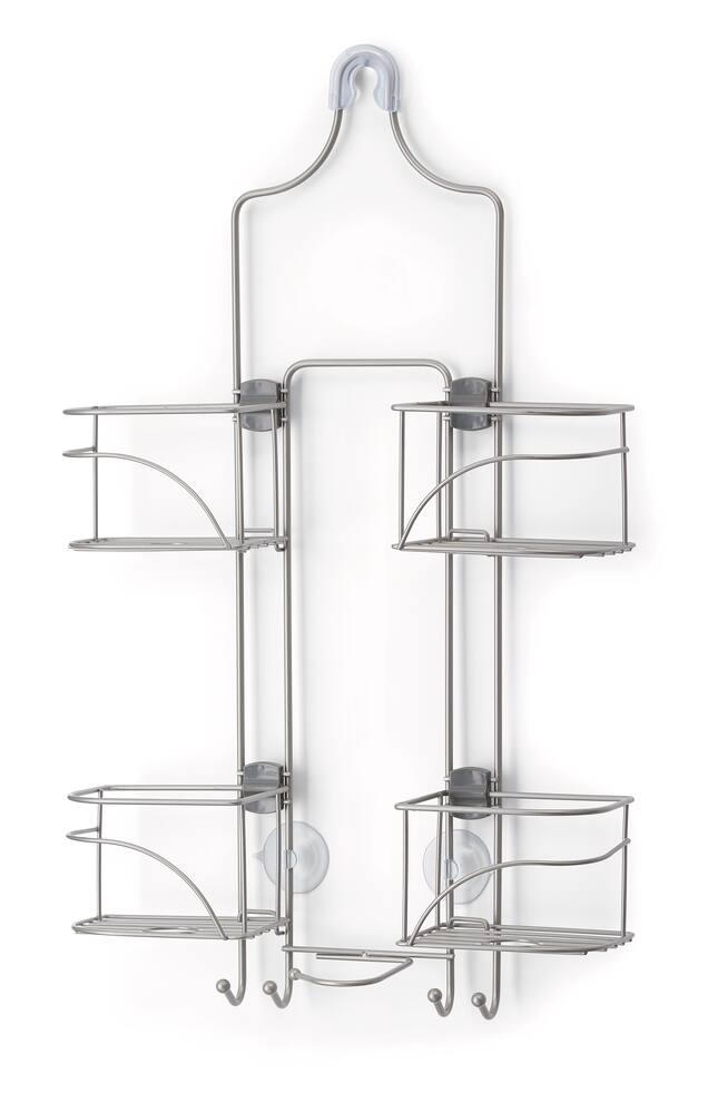 For Living Rust-Resistant Basket Shower Caddy, with Hook, Nickel