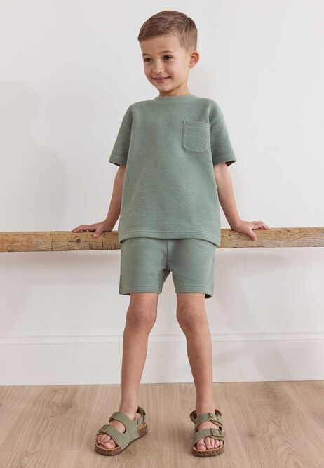 Younger Boys Sage Textured T-Shirt & Shorts Set