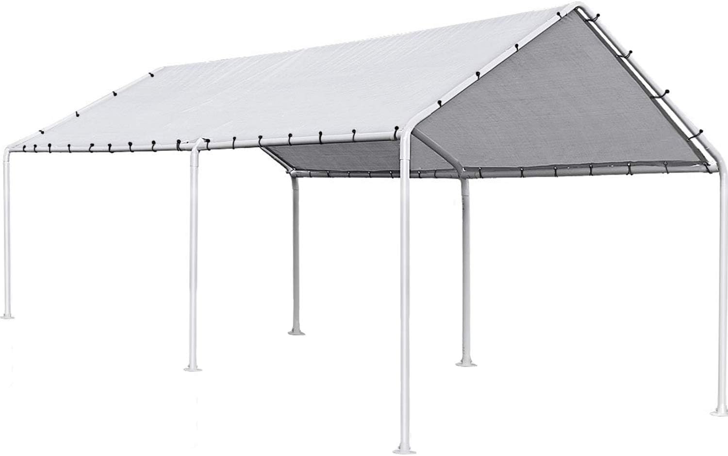 FDW 10'x20' Heavy Duty Galvanized Carport Waterproof Canopy Tent with Anchor Kit, Open-Sided Design for Cars and Outdoor Use