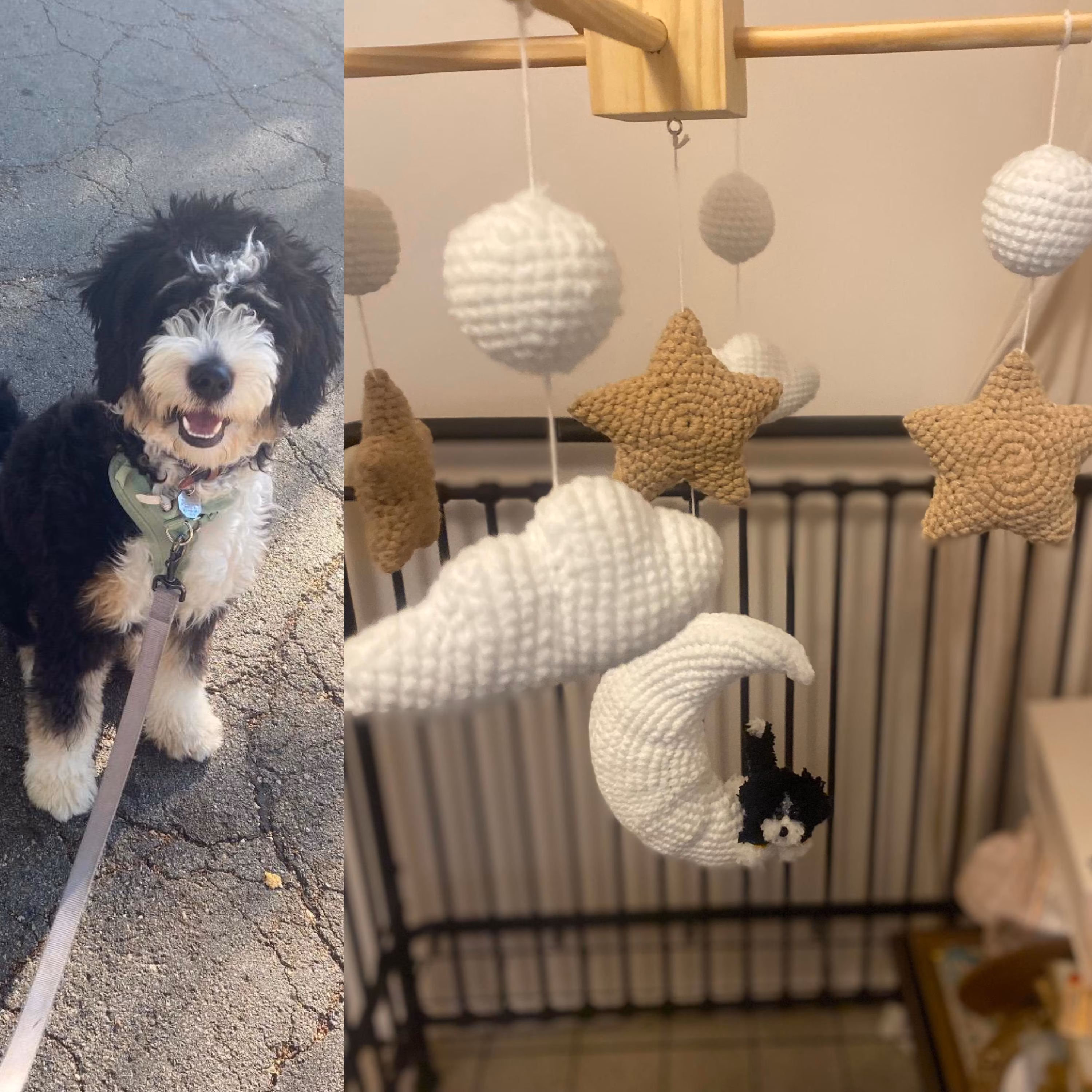 Custom Dog Baby Mobile, Crocheted Dog Cat, Baby Crib Mobile, Nursery Mobile Decor, Puppy Nursery, Baby Shower Gift, Christmas Gifts