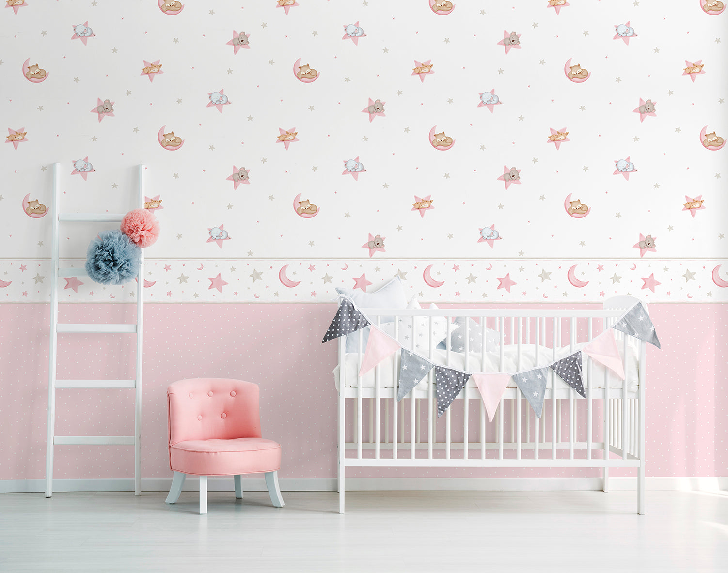 Sanders & Sanders behang stippen roze en wit - 53 cm x 10 m - 640463