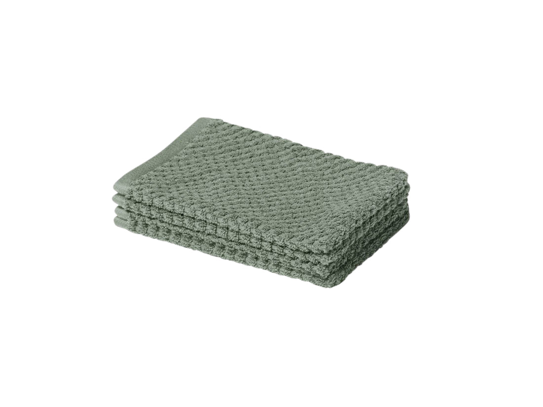 Yumeko washandjes Dots - stone green - 15x22 - 4 st
