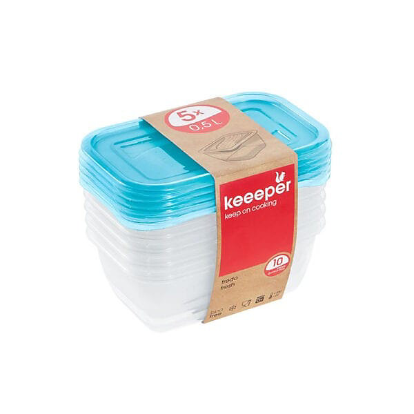 Lot de 5 Boîtes de conservation congélation 500 ml - Bleu