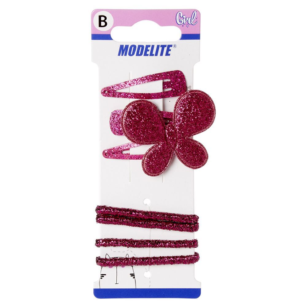 Kit pince clic clac x3   élastique rose pailleté x4