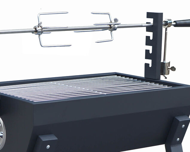 Billabong Portable Charcoal Spit Grill with Dual Power Option - 240V or 2 x 1.5V D Size Battery Operated (Batteries Not Included)