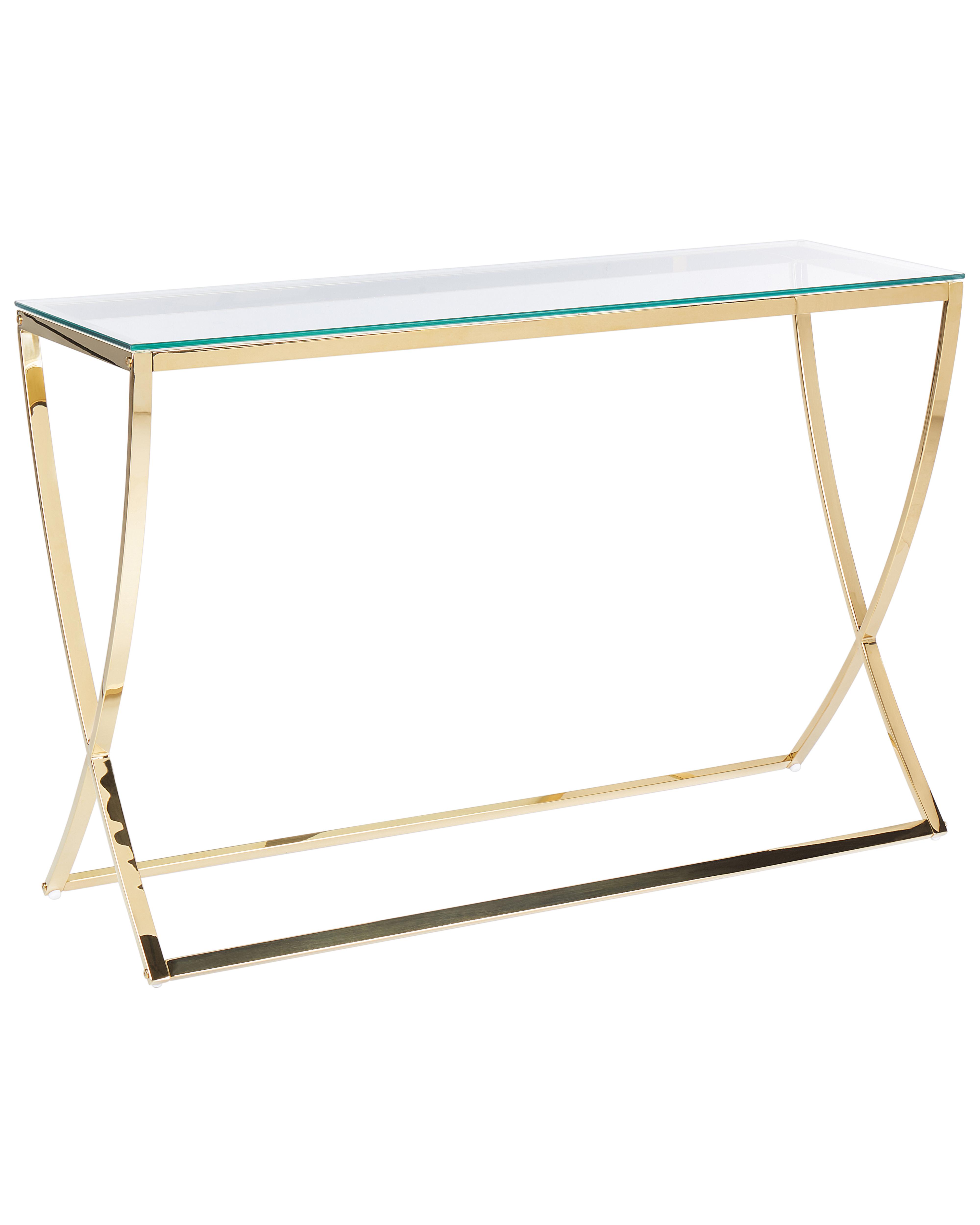Coffee Table RINGGOLD Tempered Glass Gold