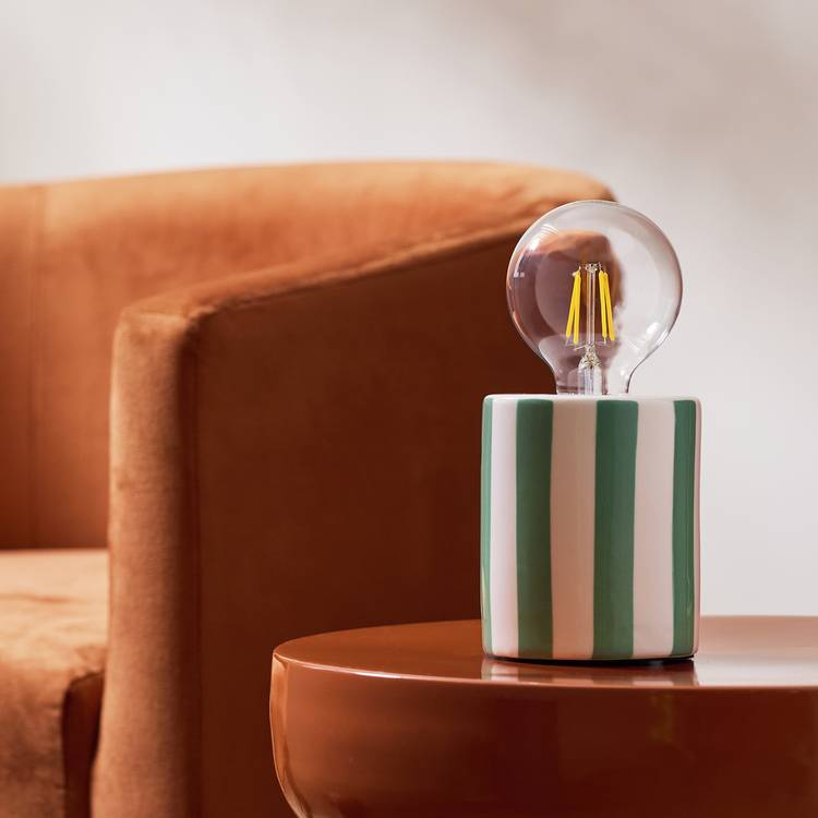 Habitat Ceramic Stripe Bulb Holder - Green