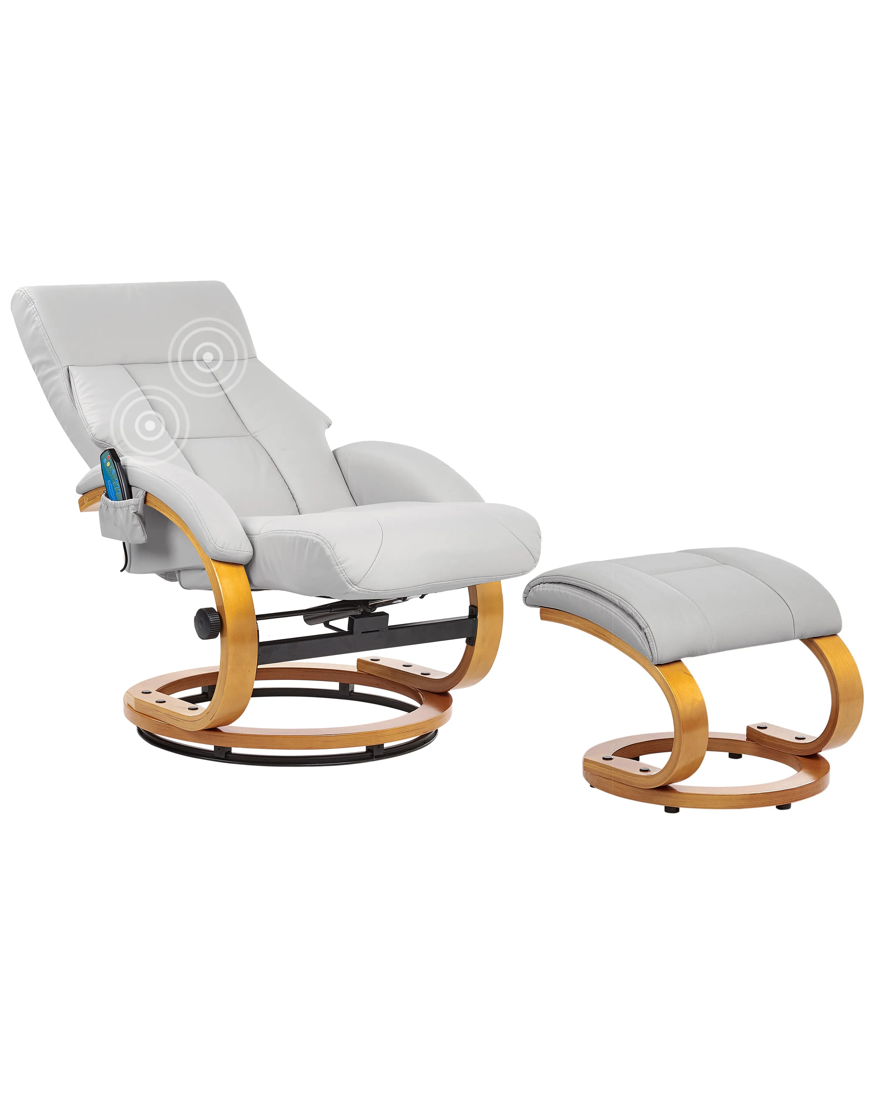 Massage Chair FORCE with Footstool Faux Leather Light Grey
